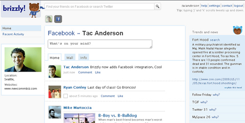 Facebook in Brizzly