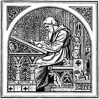 Illustration of a scribe writing