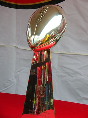 The San Francisco 49ers' Super Bowl XXIX troph...