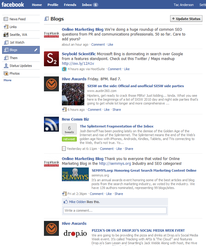 Facebook as RSS Reader